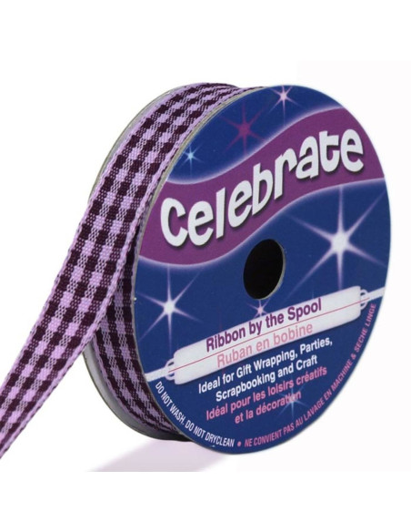 Ruban Vichy Celebrate violet - 9 mm x 5 mètres