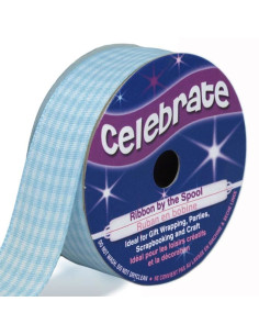 Ruban Vichy Celebrate bleu ciel - 20 mm x 4 mètres