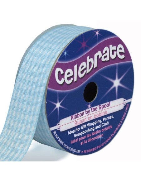 Ruban Vichy Celebrate bleu ciel - 20 mm x 4 mètres