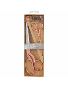Coffret ciseaux de couture et à broder, dé et épingles - Or rose