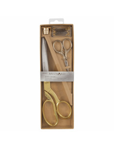 Coffret ciseaux de couture et à broder, dé et épingles - Or