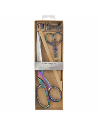 Coffret ciseaux de couture et à broder, dé et épingles - Rainbow