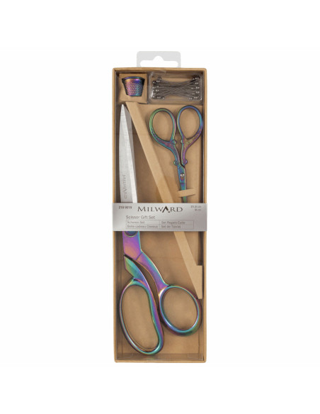 Coffret ciseaux de couture et à broder, dé et épingles - Rainbow