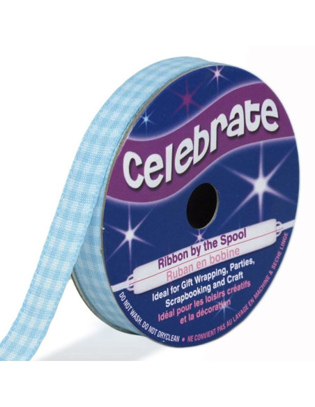 Ruban Vichy Celebrate bleu ciel - 9 mm x 5 mètres