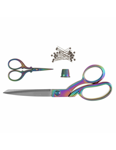 Coffret ciseaux de couture et à broder, dé et épingles - Rainbow
