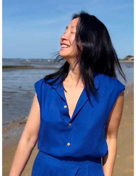 Tissu crêpe de viscose Bleu klein - My Dress Made