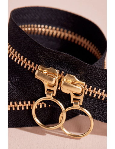 Fermeture double curseur Gold et Black 40 cm - Atelier Brunette