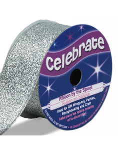 Ruban métallisé Celebrate argent - 26 mm x 4 mètres