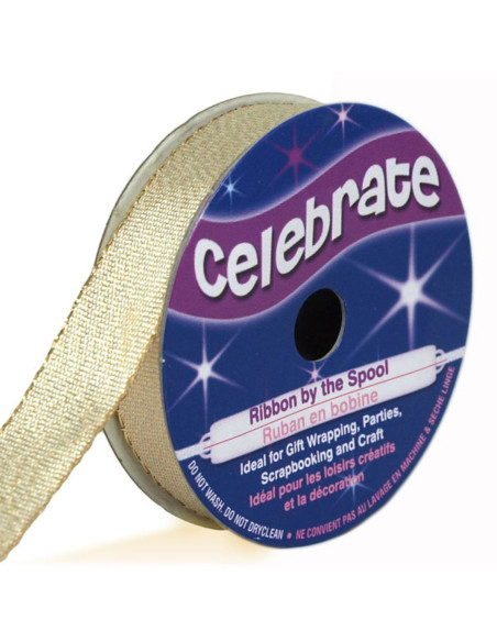 Ruban métallisé Celebrate or  clair - 13 mm x 5 mètres