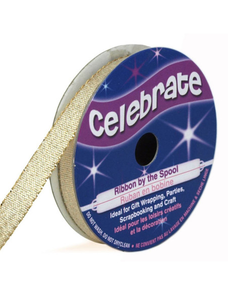 Ruban métallisé Celebrate or clair - 7 mm x 6 mètres