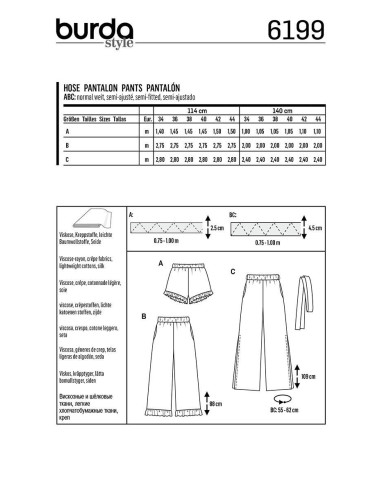 Patron de pantalon - Burda 6199