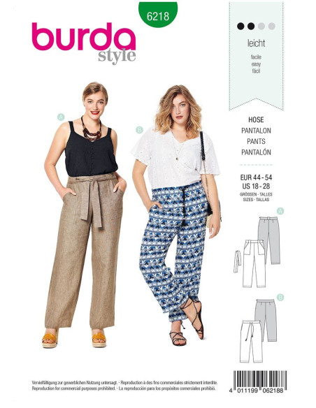 Patron de pantalon - Burda 6218