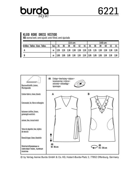 Patron de robe - Burda 6221