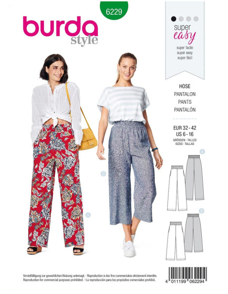 Patron de pantalon - Burda 6229