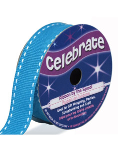 Ruban gros grain Celebrate bleu turquoise pointillés - 15 mm x 4 m