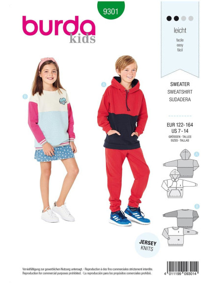 Patron de sweat-shirt - Burda 9301