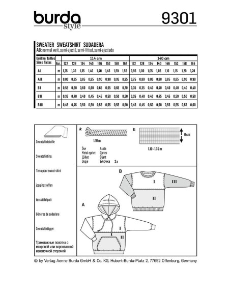 Patron de sweat-shirt - Burda 9301