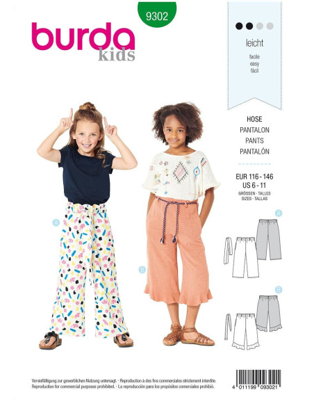 Patron de pantalon - Burda 9302