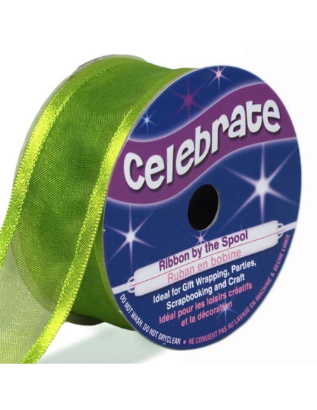 Ruban organza Celebrate vert pomme - 25 mm x 4 m