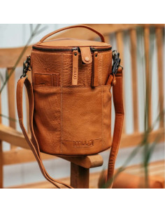 Sac de rangement en cuir pour le tricot Muud Saturn XL - Whisky