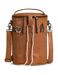 Sac de rangement en cuir pour le tricot Muud Saturn XL - Whisky 2