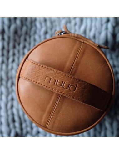 Sac de rangement en cuir pour le tricot Muud Saturn XL - Whisky
