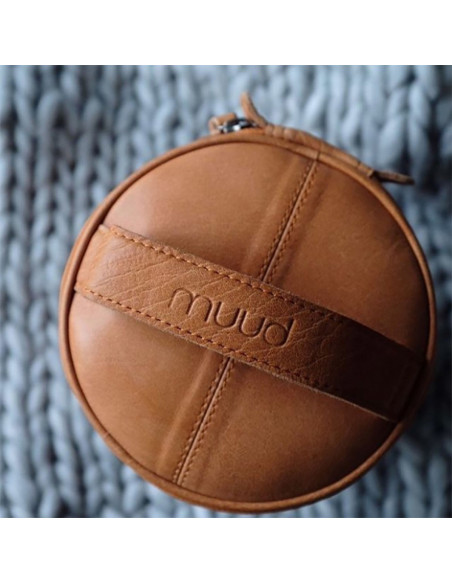 Sac de rangement en cuir pour le tricot Muud Saturn XL - Whisky
