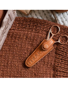 Etui de protection en cuir pour ciseaux à broder Muud Espoo - Whisky