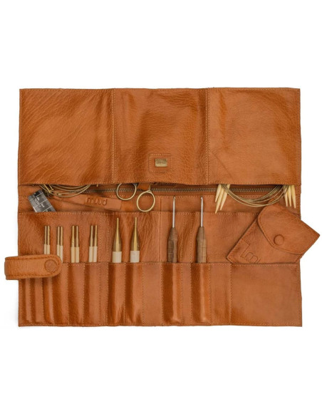 Etui de rangement en cuir pour aiguilles circulaires Muud Stockholm - Whisky