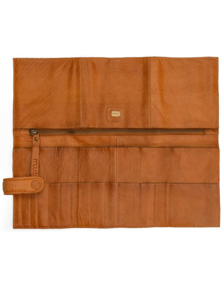 Etui de rangement en cuir pour aiguilles circulaires Muud Stockholm - Whisky
