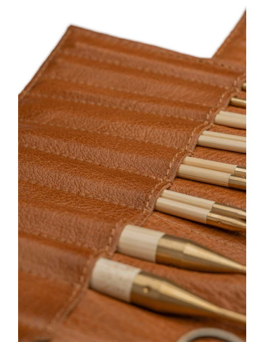 Etui de rangement en cuir pour aiguilles circulaires Muud Stockholm - Whisky