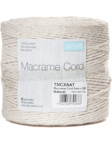 Cordon coton macramé 3 mm naturel