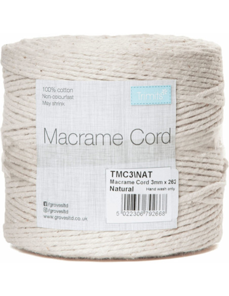 Cordon coton macramé 3 mm naturel