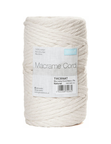 Cordon coton macramé 5 mm naturel