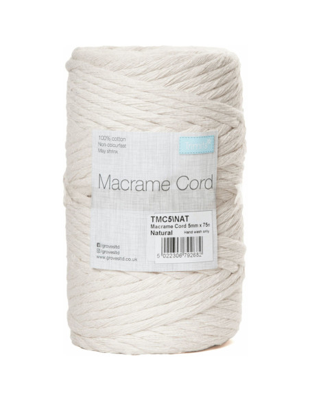 Cordon coton macramé 5 mm naturel