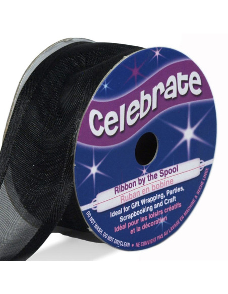 Ruban organza Celebrate noir - 25 mm x 4 m