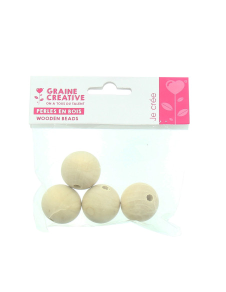 Perles en bois naturel pour macramé 30 mm