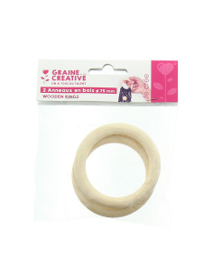 Anneaux en bois naturel pour macramé 75 mm