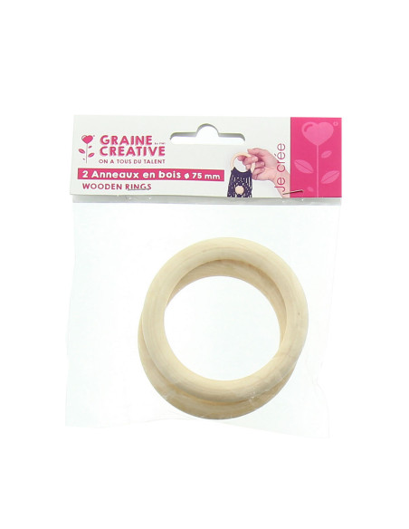 Anneaux en bois naturel pour macramé 75 mm