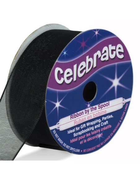 Ruban organza Celebrate noir - 20 mm x 5 m