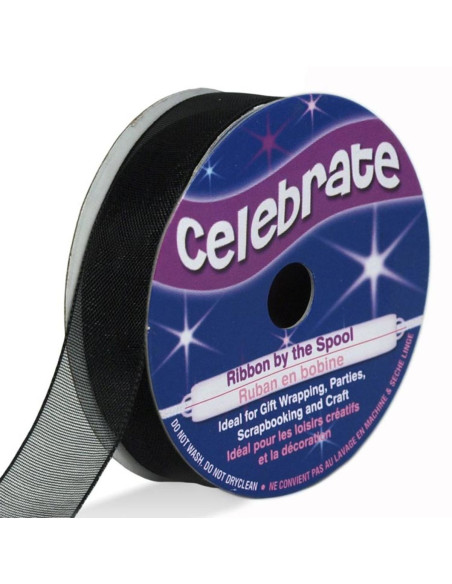 Ruban organza Celebrate noir - 12 mm x 6 m