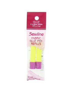 2 recharges stylo colle temporaire jaune fluo spécial tissu