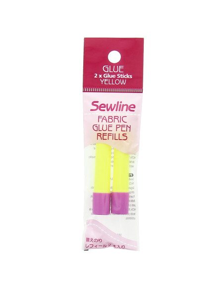 2 recharges stylo colle temporaire jaune fluo spécial tissu