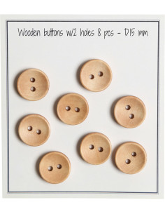 Paquet de 8 boutons en bois deep 15 mm