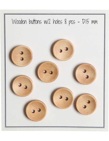 Paquet de 8 boutons en bois deep 15 mm