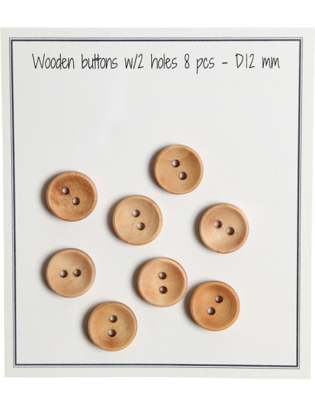 Paquet de 8 boutons en bois deep 12 mm