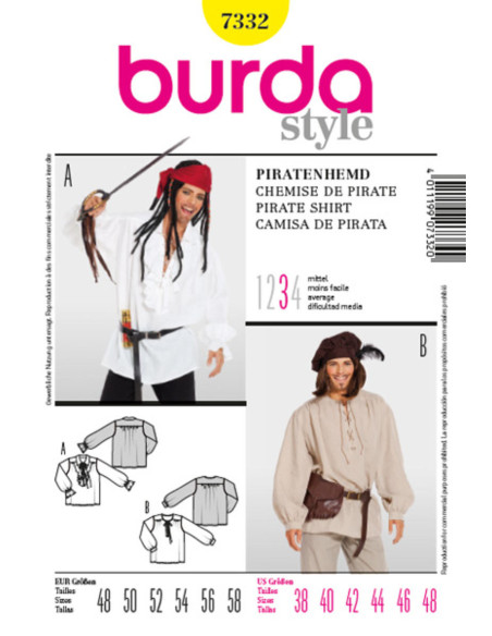 Patron de chemise de pirate - Burda 7332