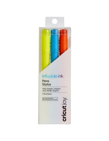 Stylos jaune, bleu et orange Infusible Ink Cricut Joy