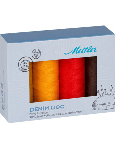 Coffret de 4 fils à coudre Denim Terra Mettler