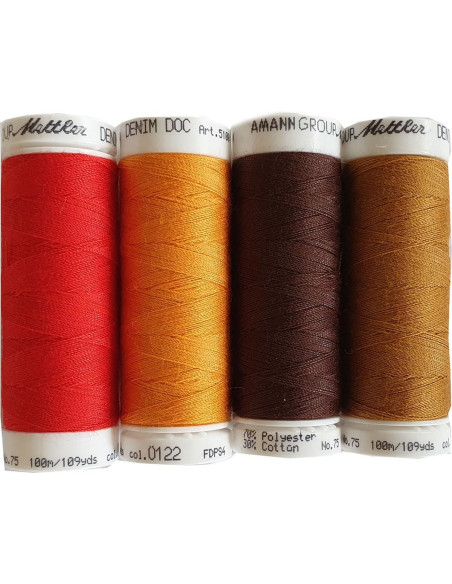 Coffret de 4 fils à coudre Denim Terra Mettler